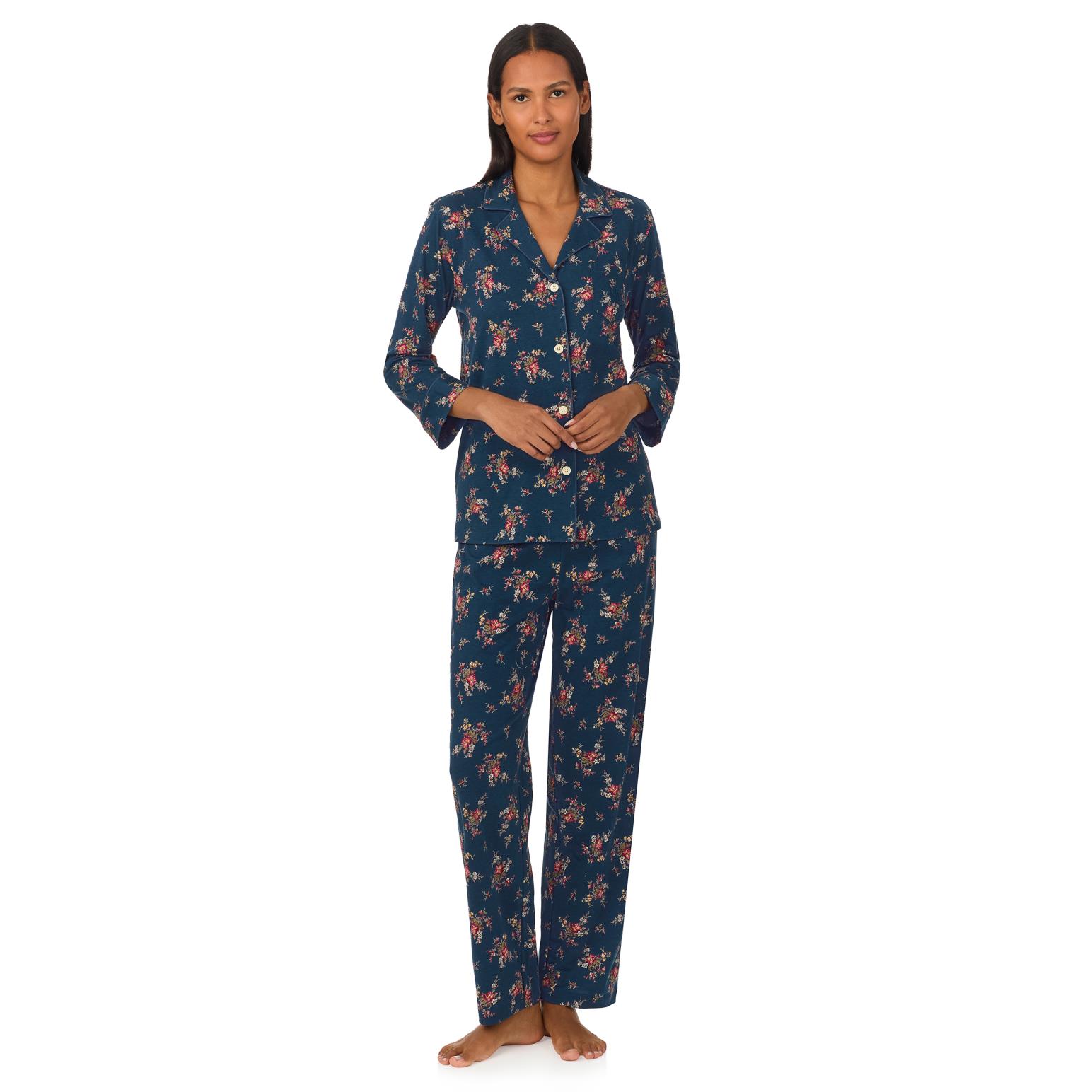 Lauren Ralph Lauren Classic Knits 3/4 Sleeve Notch Collar Pajama Set